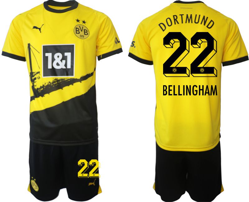Men 2023-2024 Club Borussia Dortmund home yellow #22 Soccer Jersey